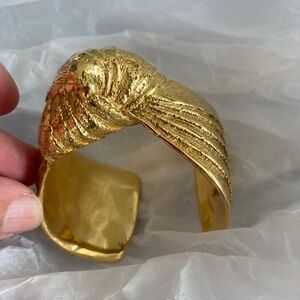 Exquisite French 14k gold plated cuff Estelle Barelier with knot motif